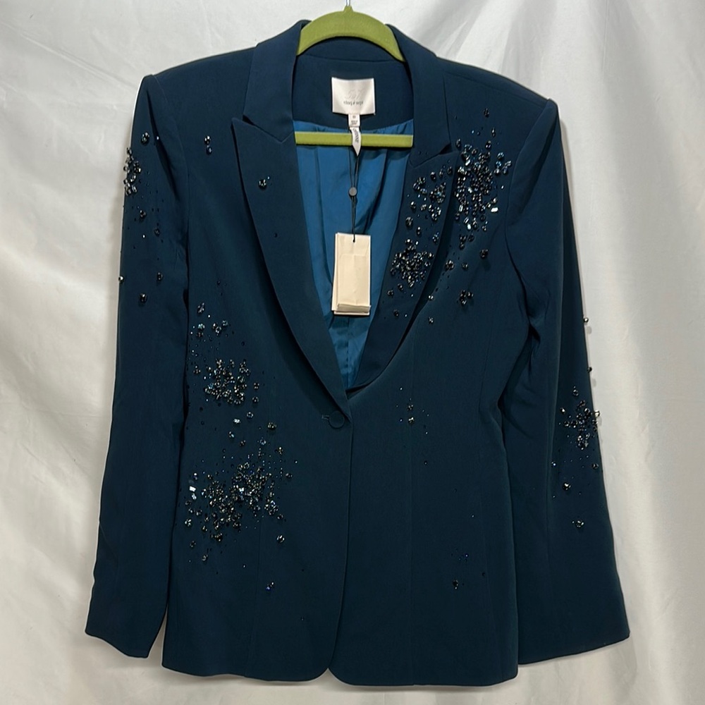 NWT Cinq à Sept Embellished Blazer in Deep Blue